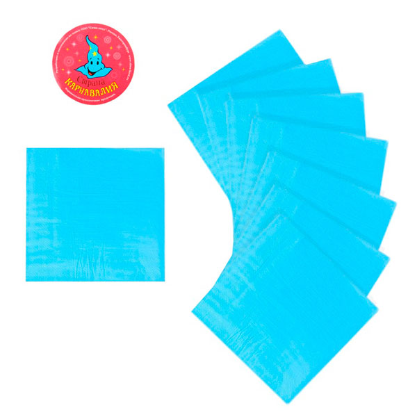 Упаковка однотонных салфеток (20 шт, 25х25 см, голубые)