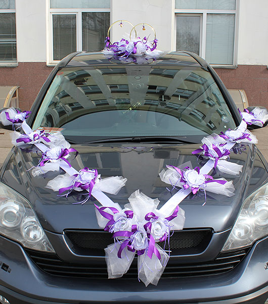 Набор свадебных украшений на машину Лунная соната (фиолетовый)