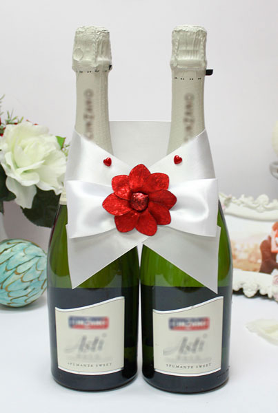 Декор для шампанского "Красный цветок"