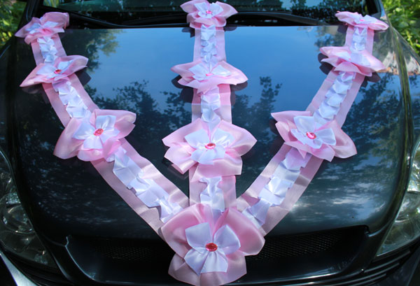 Лента на свадебный автомобиль Комильфо (3 луча) (розовый)