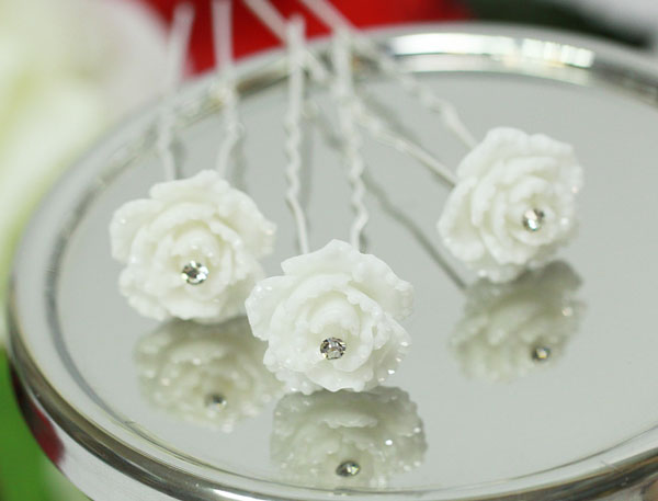Шпилька для прически невесты "Карамельная роза"