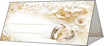 Банкетная карточка свадебная "Золотые кольца" (айвори)