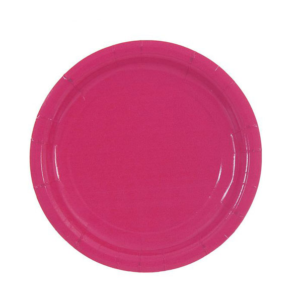 Набор однотонных бумажных тарелок (10 шт, 18 см) (розовый)