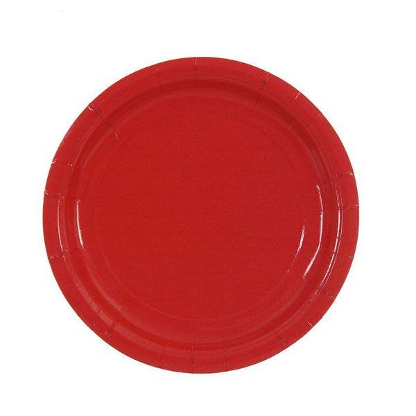 Набор однотонных бумажных тарелок (10 шт, 18 см) (красный)