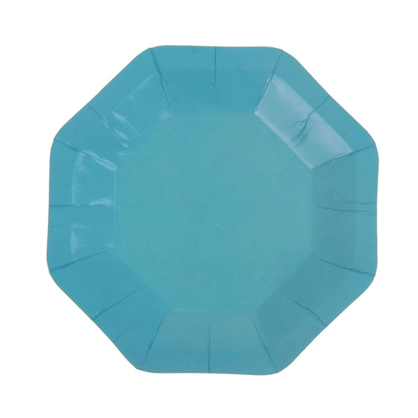 Набор восьмиугольных бумажных тарелок (6 шт, 18 см) (голубой)