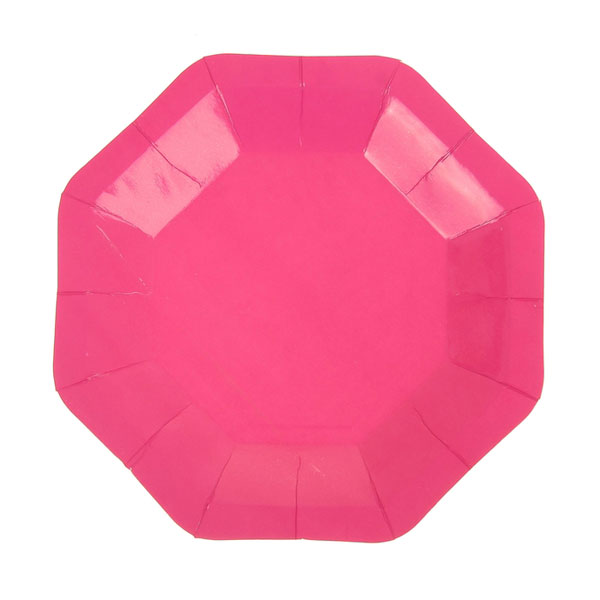 Набор восьмиугольных бумажных тарелок (6 шт, 18 см) (розовый)