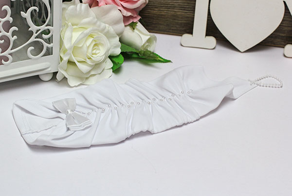 Свадебные перчатки для невесты "Бант" (белый)
