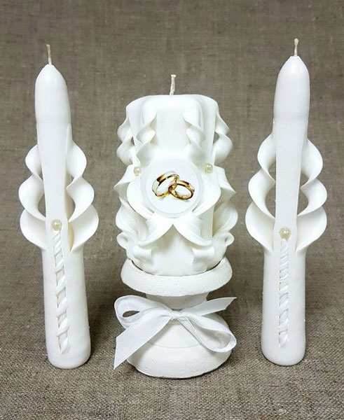 Набор свадебных свечей "Резные" (белые)