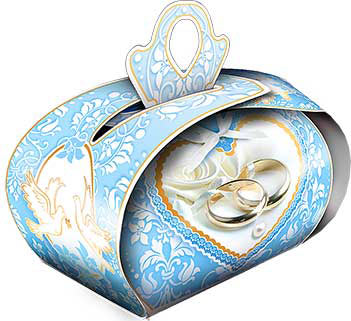 Бонбоньерка для подарков "Обручальные кольца" (голубой)