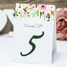 Карточка с номером стола "Весенние цветы"