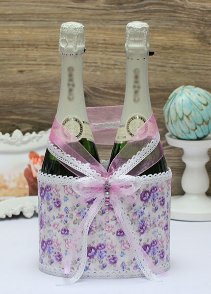 Декоративный чехол для шампанского "Свадьба в Провансе" (сиреневый)
