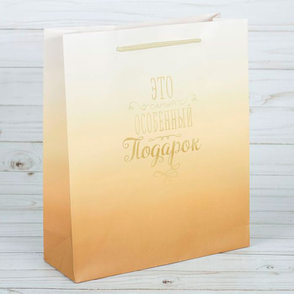 Бумажный пакет "Особенный подарок" (18х23х8 см)