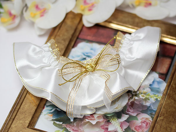 Подвязка для невесты "Сияние" (белый/золотой)