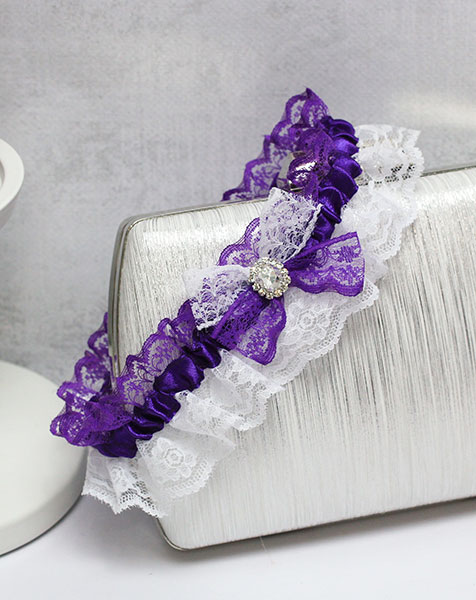 Свадебная подвязка лоя невесты Пара (фиолетовый)