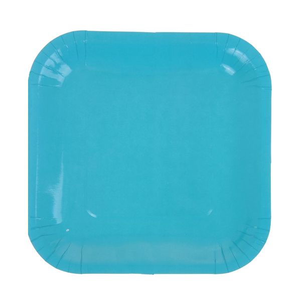 Набор квадратных бумажных тарелок (6 шт, 18 см) (голубой)