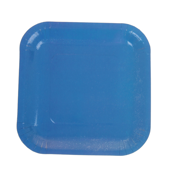 Набор квадратных бумажных тарелок (6 шт, 18 см) (синий)