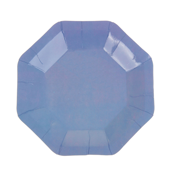 Набор восьмиугольных бумажных тарелок (6 шт, 18 см) (синий)