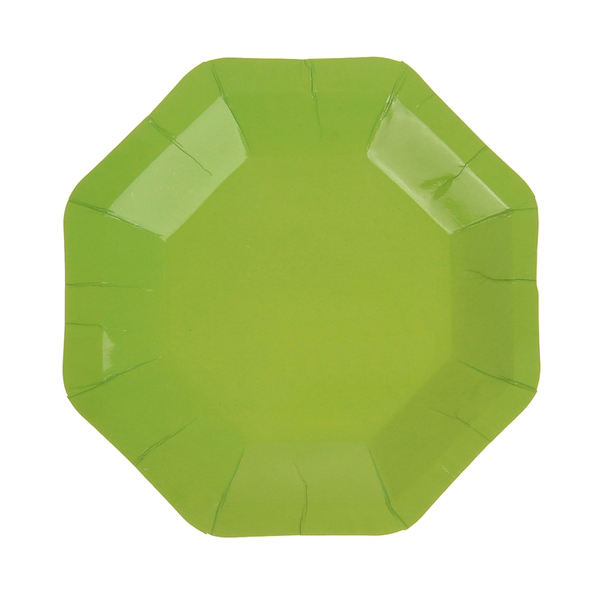 Набор восьмиугольных бумажных тарелок (6 шт, 18 см) (зеленый)
