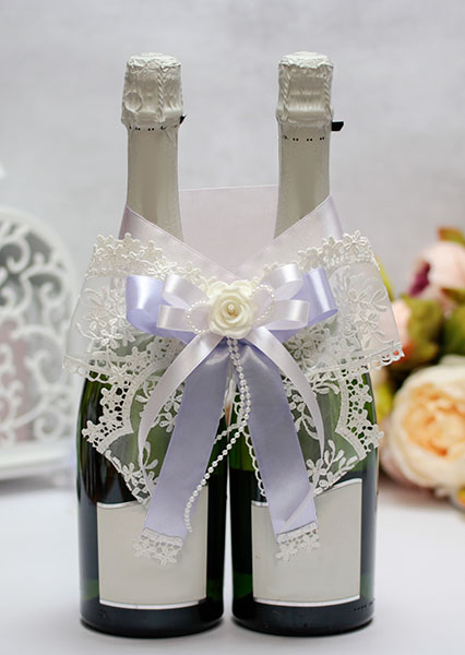 Декоративное украшение для шампанского Розалия (айвори-сиреневый)