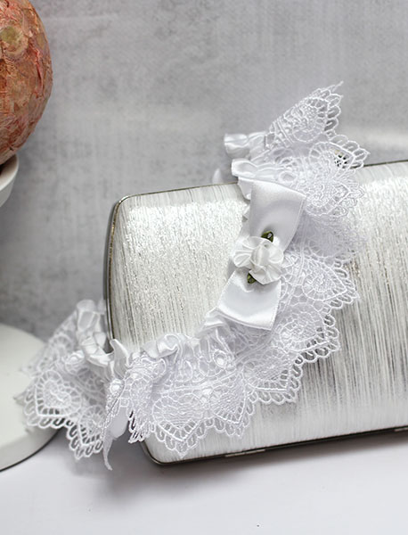 Свадебная подвязка для невесты из плетеного кружева (белый)