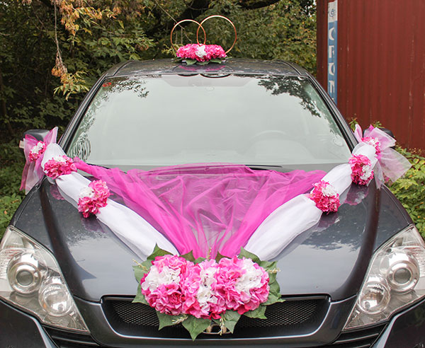 Набор свадебных украшений на машину "Виолла" (фуксия)