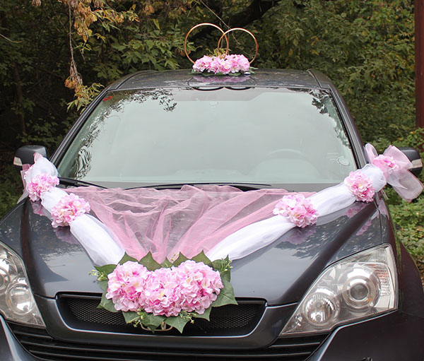 Набор свадебных украшений на машину "Виолла" (нежно-розовый)