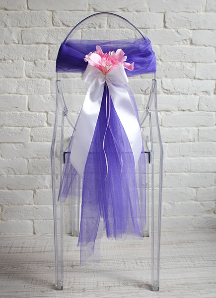 Чехлы на свадебные стулья Розовая орхидея (фиолетовый фатин)