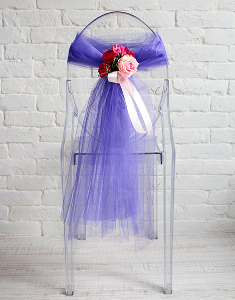 Чехлы на стулья для свадьбы Роскошь цветов (фиолетовый фатин)