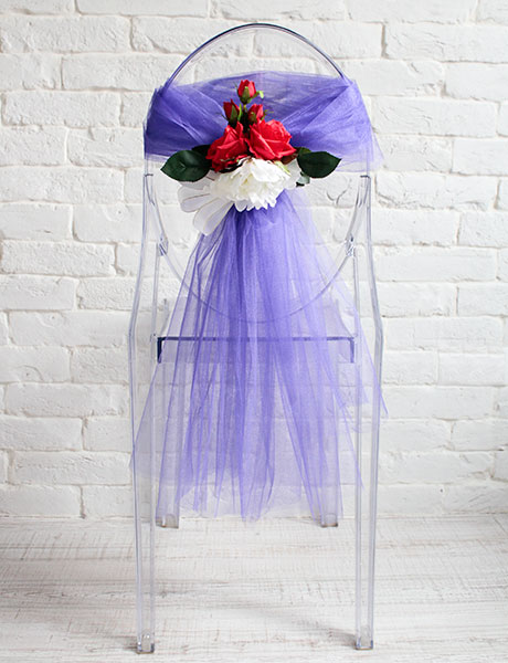 Чехлы на свадебные стулья  Букет (фиолетовый фатин)
