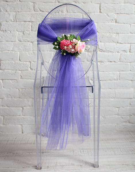 Чехлы на свадебные стулья Феерия (фиолетовый фатин)