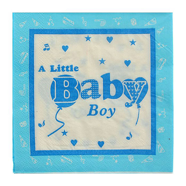 Бумажные салфетки "Baby boy", 20 шт., 25 * 25 см,  голубой