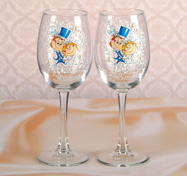 Свадебные бокалы для шампанского "Жених+невеста" (2 шт)