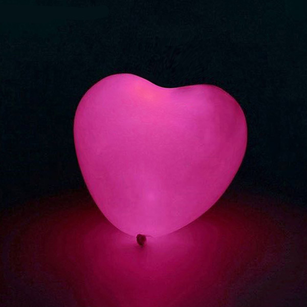 Набор воздушных шаров-сердечек со светодиодом (5 шт, розовые)