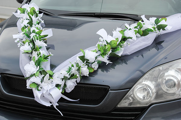 Лента на свадебный автомобиль Цветочная фантазия maxi (белый)