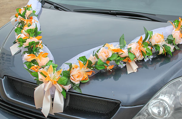 Лента на свадебный автомобиль Цветочная фантазия maxi (персиковый)