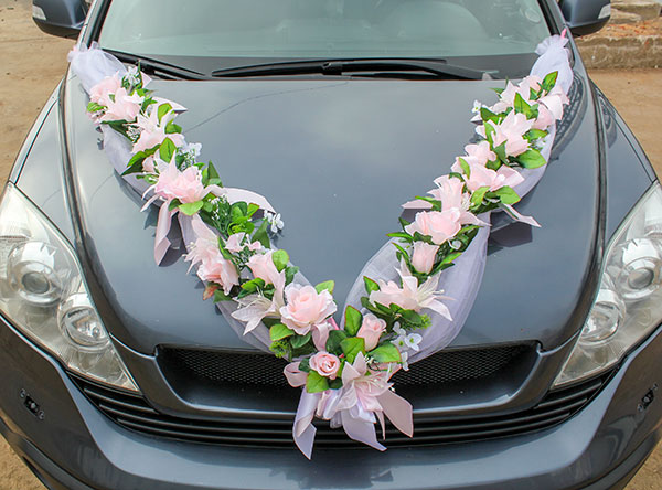 Лента на свадебный автомобиль Цветочная фантазия maxi (розовый)