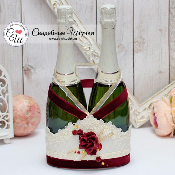Декоративный чехол для шампанского "Гранатовый изыск" (винный)