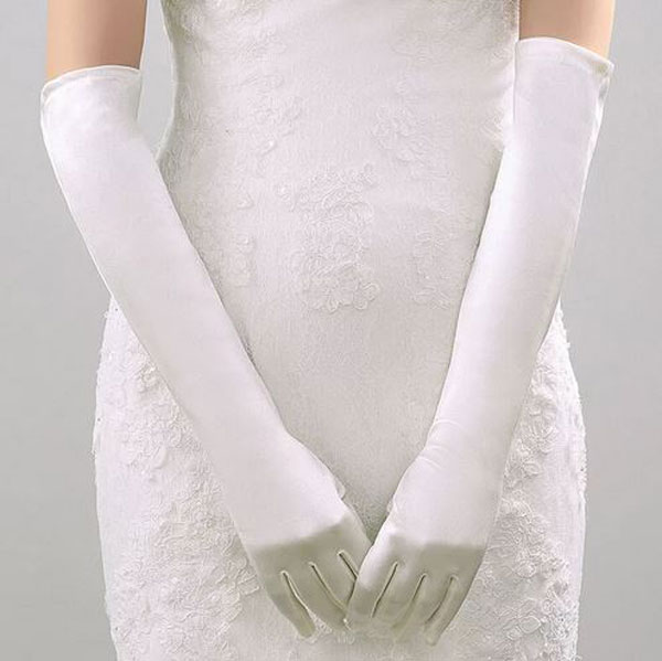 Свадебные перчатки для невесты, белый (матовый), атлас