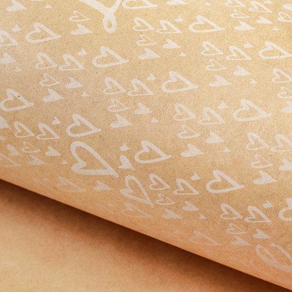 Упаковочная бумага "Сердечки крафт",  50 × 70 см