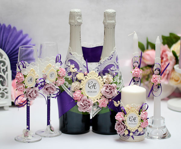 Комплект свадебных аксессуаров Таинственный сад (фиолетовый)
