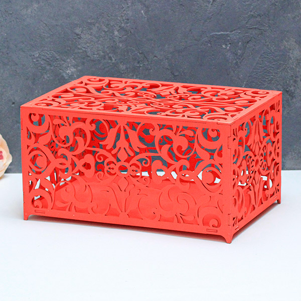 Деревянная резная шкатулка для свадебных подарков (можно заказать нужный вам цвет) (красный)