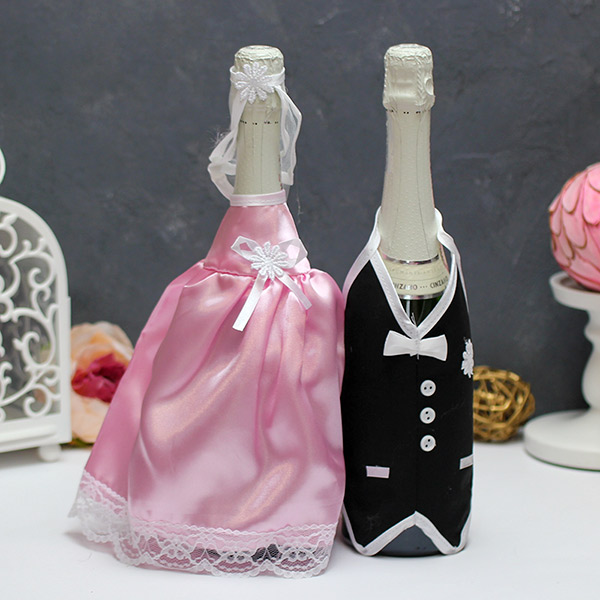 Наряды на шампанское "Свадьба" (черный/розовый)