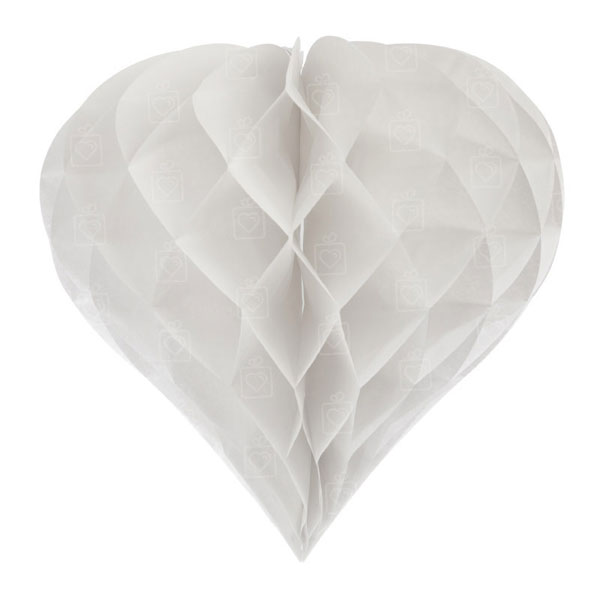 Шар-соты "Сердце", белый (20 см)