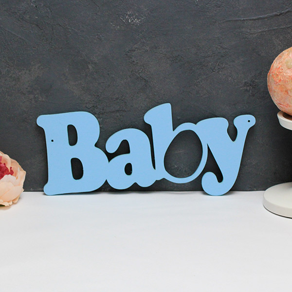 Слово из дерева для фотосессии и декора Baby (голубой)