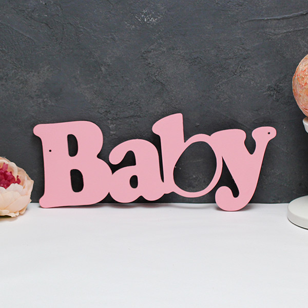 Слово из дерева для фотосессии и декора Baby (розовый)