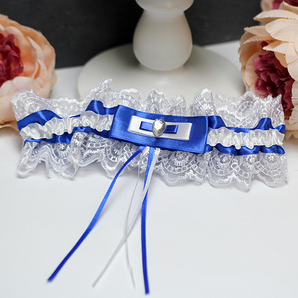 Подвязка для невесты Кружевная (синий)