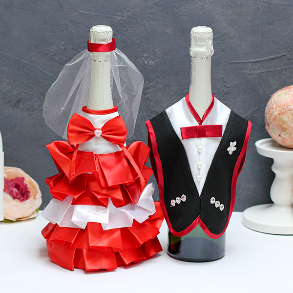 Наряды на шампанское "Пышная свадьба" (черный/красный)