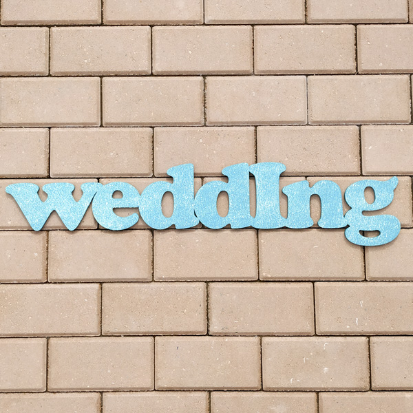 Слово для фотосессии Wedding (75 см) (голубой с блестками)