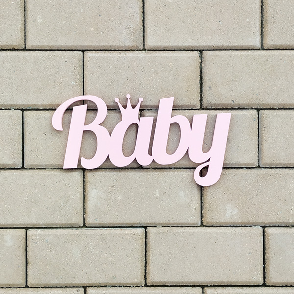 Деревянное слово Baby (30 см) (розовый)