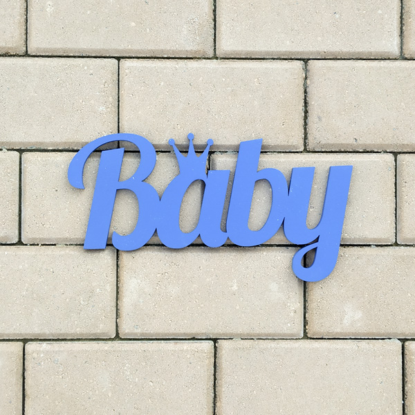 Деревянное слово Baby (30 см) (синий)